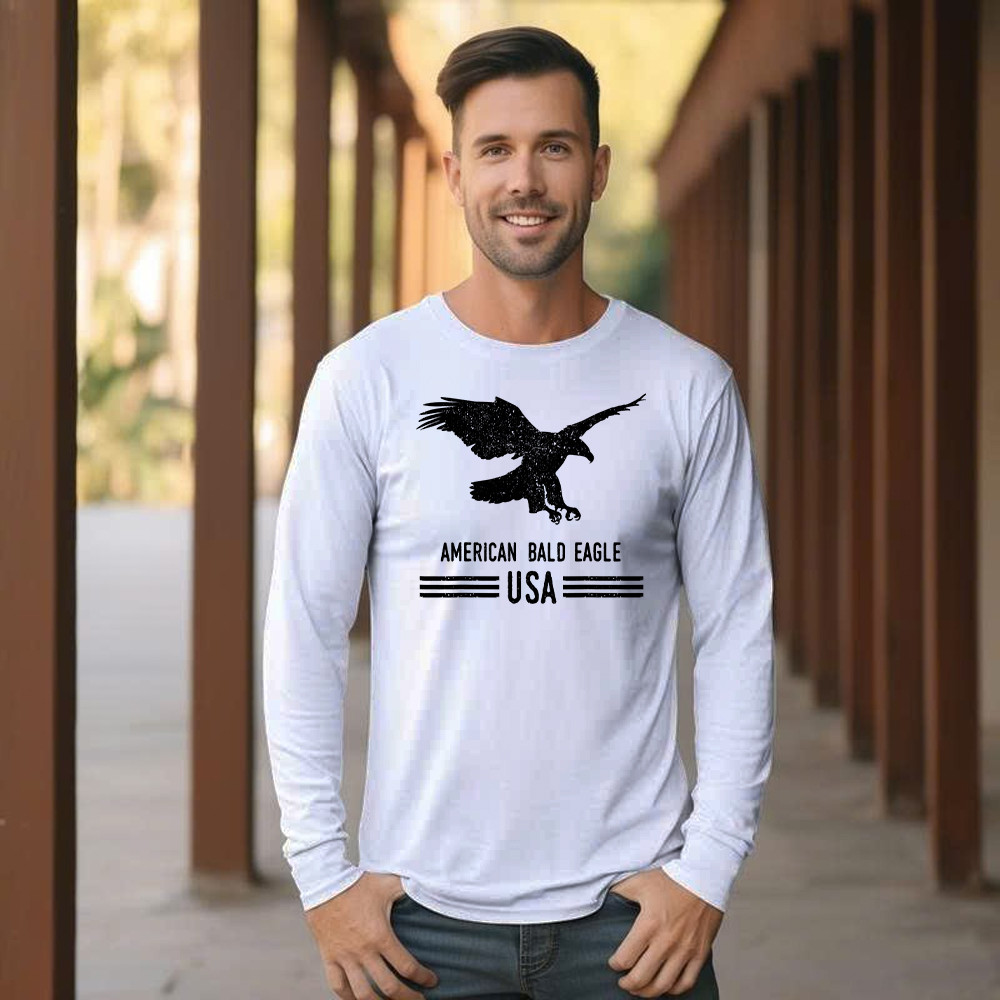 American Bald Eagle USA Shirt For 4th Of July Vintage Long Sleeve Shirt Women Men