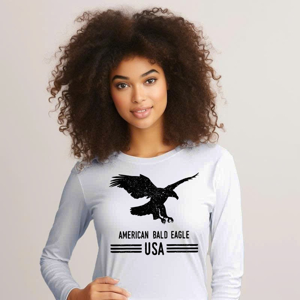 American Bald Eagle USA Shirt For 4th Of July Vintage Long Sleeve Shirt Women Men