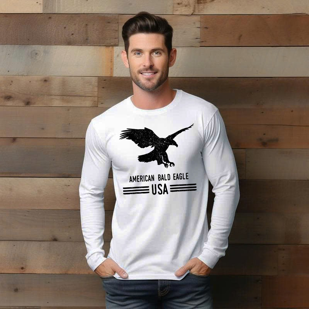 American Bald Eagle USA Shirt For 4th Of July Vintage Long Sleeve Shirt Women Men