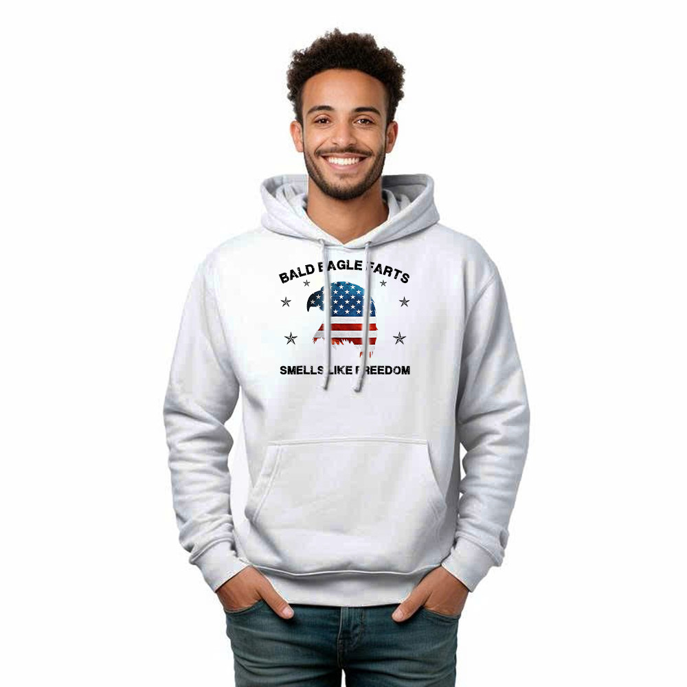 Bald Eagle Farts Smells Like Freedom Hoodie Patriotic Themed Clothing Mens