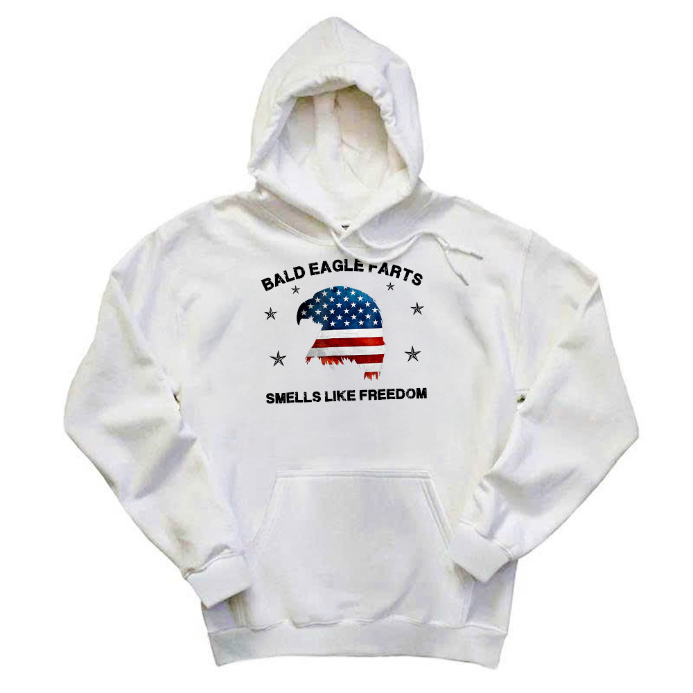 Bald Eagle Farts Smells Like Freedom Hoodie Patriotic Themed Clothing Mens