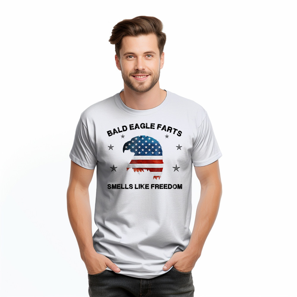Bald Eagle Farts Smells Like Freedom T-Shirt Patriotic Themed Clothing Mens