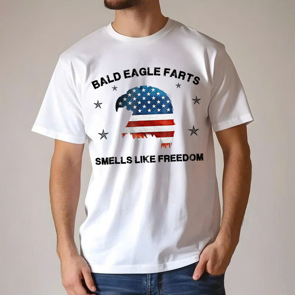 Bald Eagle Farts Smells Like Freedom T-Shirt Patriotic Themed Clothing Mens
