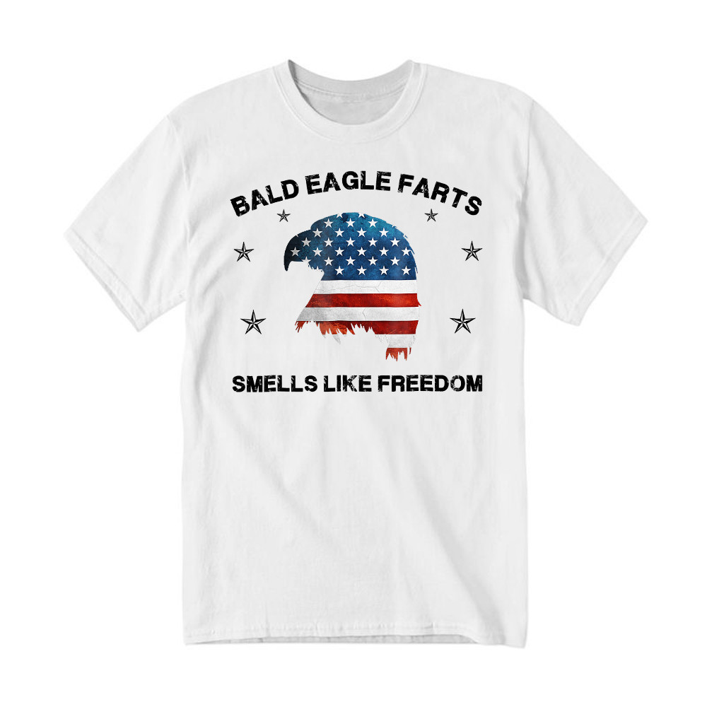 Bald Eagle Farts Smells Like Freedom T-Shirt Patriotic Themed Clothing Mens